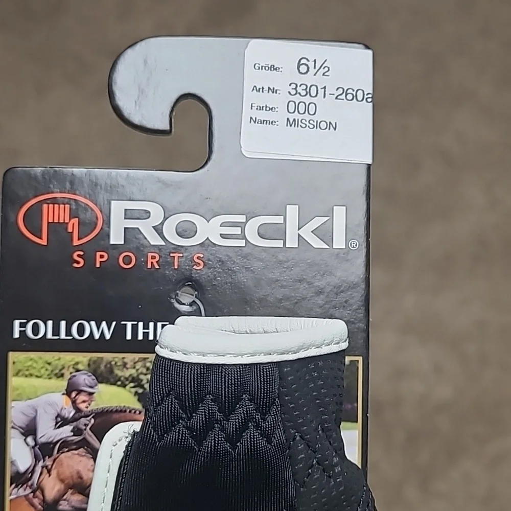Roeckl NWT Size 6.5 Black Riding Gloves With White Trim